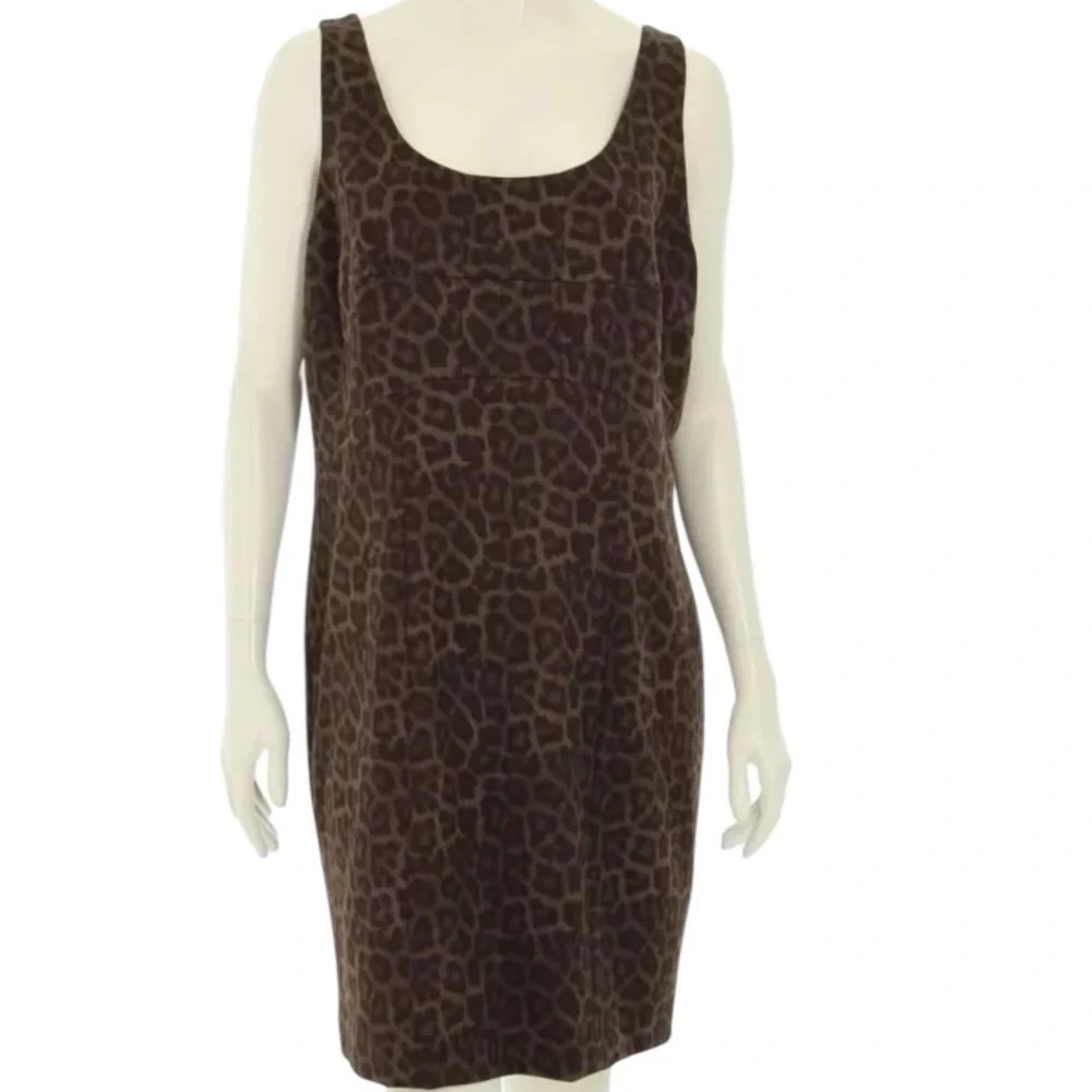 Micheal Kors  size  14  brown leopard print sleeveless Midi dress back zip